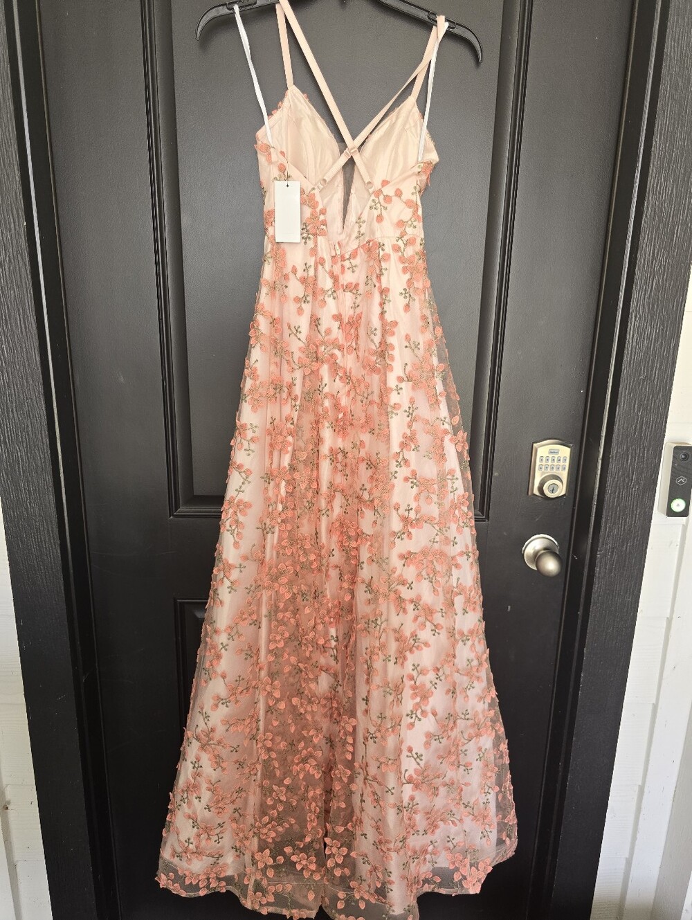 BCX Embroidered Floral Tulle Maxi Dress Pink Prom Formal Gown Size 1 $199 - Picture 9 of 13